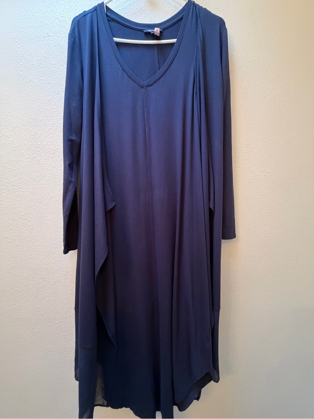 NIC+ZOE Navy V-Neck Draped Long Sleeve Tunic